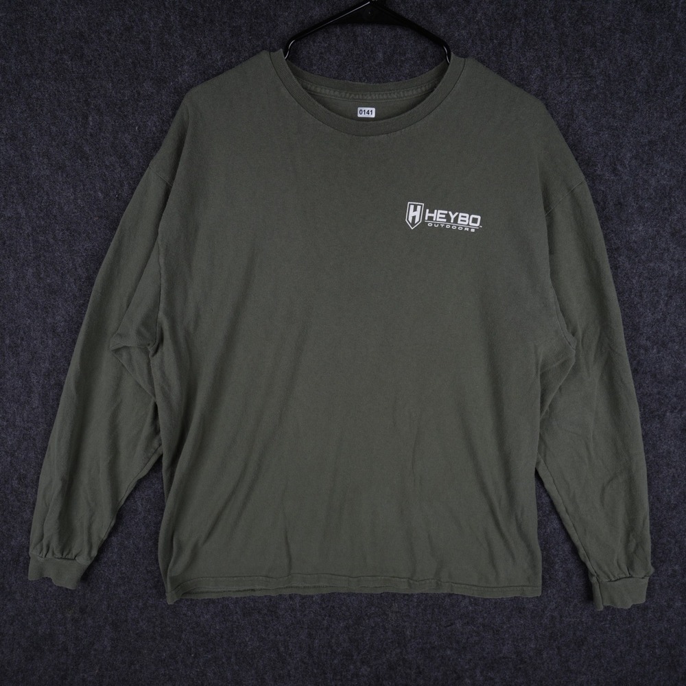 Heybo Outdoors Beagle Graphic Long Sleeve T-Shirt Mens XL Olive Green Excellent